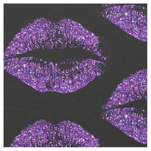 Purple Glitter Lips Fabric