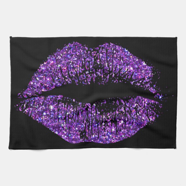 Purple Glitter Lips Towel (Horizontal)