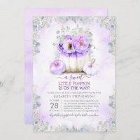 Purple Glitter Little Floral Pumpkin Baby Shower