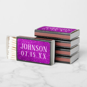 Purple Glitter Look background Wedding Day Matchboxes
