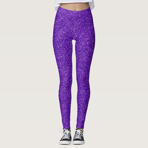 Purple Glitter-Look Leggings | Zazzle.com