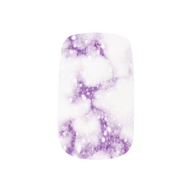 Purple Glitter Marble Nail Art (Left Thumb)
