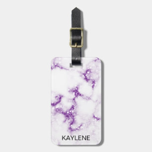 Purple Glitter Marble Personalized Luggage Tag
