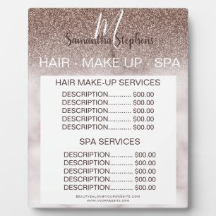 Purple Glitter Marbled Hair SPA Salon Price Menu Plaque