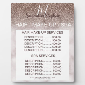 Purple Glitter Marbled Hair SPA Salon Price Menu Plaque