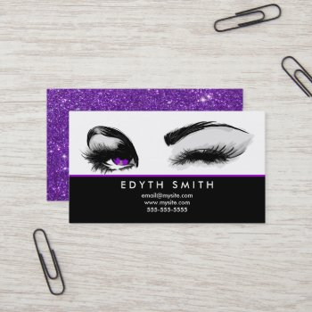 Purple Glitter Mascara Or Eyelashes Business Card by Creativemix at Zazzle