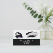 Purple Glitter Mascara or Eyelashes Business Card (Standing Front)