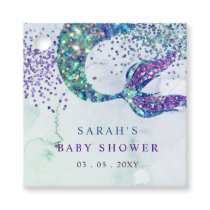 Purple Glitter Mermaid Baby Shower  Favor Tags