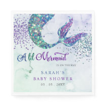 Purple Glitter Mermaid Baby Shower  Napkins