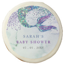 Purple Glitter Mermaid Baby Shower  Sugar Cookie