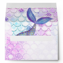 Purple Glitter Mermaid  Envelope