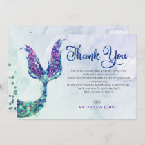 Purple Glitter Mermaid Tail Baby Shower Thank You Card