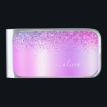 Purple Glitter Metal Monogram Name Girly Silver Finish Money Clip<br><div class="desc">Purple Faux Foil Metallic Sparkle Glitter Brushed Metal Monogram Name Money Clip. This makes the perfect graduation,  sweet 16 birthday,  wedding,  bridal shower,  anniversary,  baby shower or bachelorette party gift for someone that loves glam luxury and chic styles.</div>