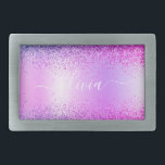 Purple Glitter Metal Monogram Name Modern Belt Buckle<br><div class="desc">Purple Faux Foil Metallic Sparkle Glitter Brushed Metal Monogram Name Belt Buckle. This makes the perfect graduation,  sweet 16 16th,  18th,  21st,  30th,  40th,  50th,  60th,  70th,  80th,  90th,  100th birthday,  wedding,  bridal shower,  anniversary,  baby shower or bachelorette party gift for someone that loves glam luxury and chic styles.</div>