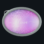 Purple Glitter Metal Monogram Name Modern Belt Buckle<br><div class="desc">Purple Faux Foil Metallic Sparkle Glitter Brushed Metal Monogram Name Belt Buckle. This makes the perfect graduation,  sweet 16 16th,  18th,  21st,  30th,  40th,  50th,  60th,  70th,  80th,  90th,  100th birthday,  wedding,  bridal shower,  anniversary,  baby shower or bachelorette party gift for someone that loves glam luxury and chic styles.</div>