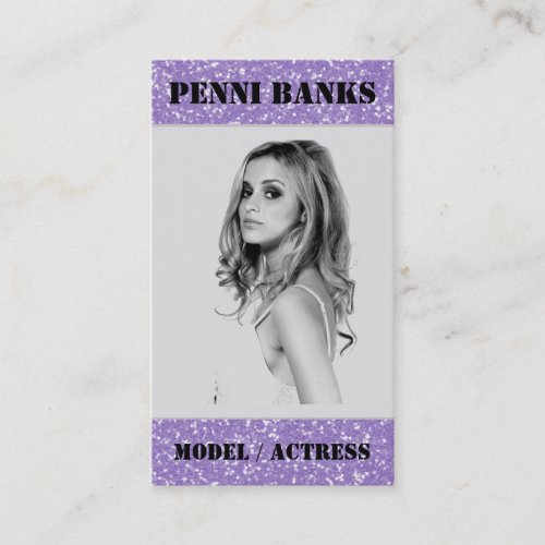 Purple Glitter Model Actress Singer Business Cards