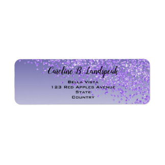 Purple Glitter Modern Gradient Return Address Label