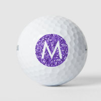 Purple Glitter Modern Simple Monogram Initial