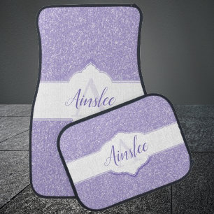 Purple Glitter Monogram Car Floor Mats