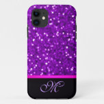 Purple Glitter Monogram Girly Mom Sparkle Bling Iphone 11 Case at Zazzle