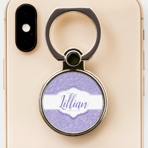 Purple Glitter Monogram Phone Ring Stand