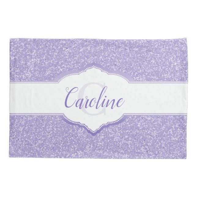 Purple Glitter Monogram Pillow Case (Back)