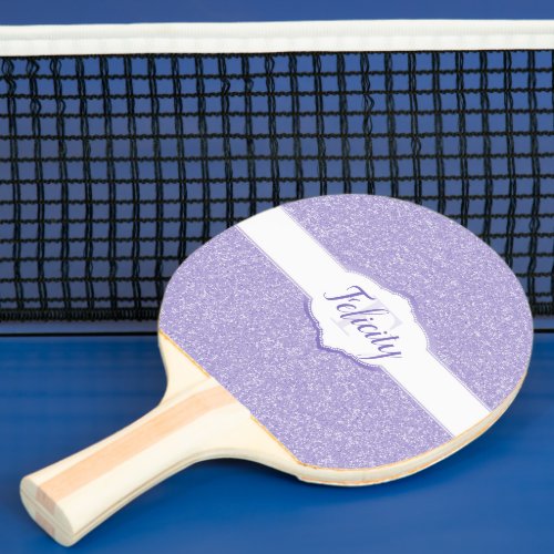 Purple Glitter Monogram Ping Pong Paddle