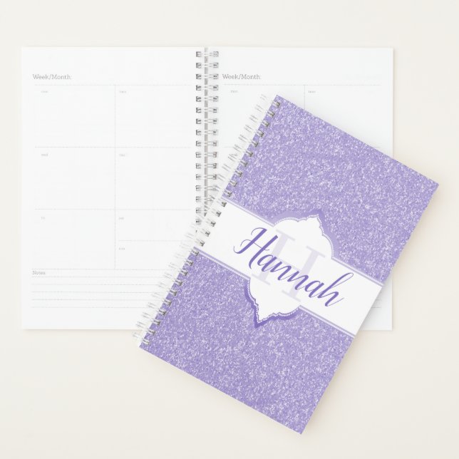 Purple Glitter Monogram Planner (Display)