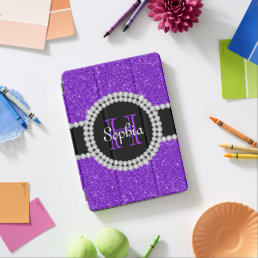 Purple Glitter Monogrammed Tough iPad Air Case