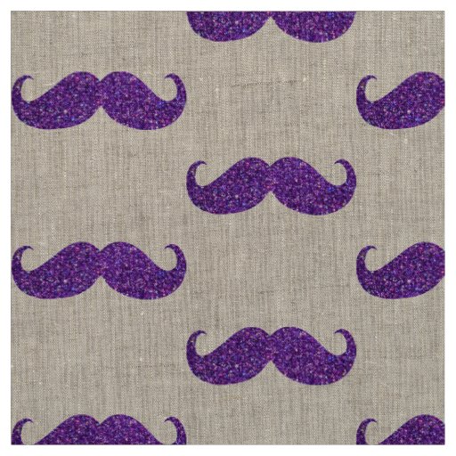 Purple Glitter Mustache #2 Fabric