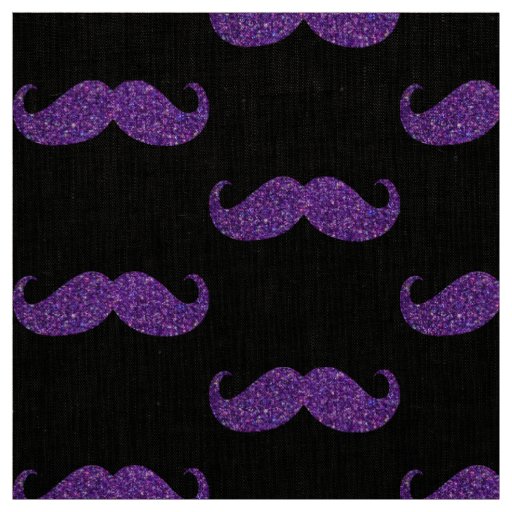 Purple Glitter Mustache Fabric