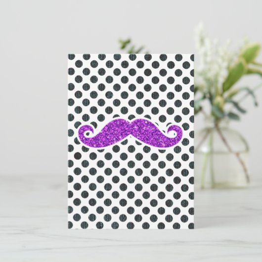 PURPLE GLITTER MUSTACHE POLKA DOTS (Standing Front)