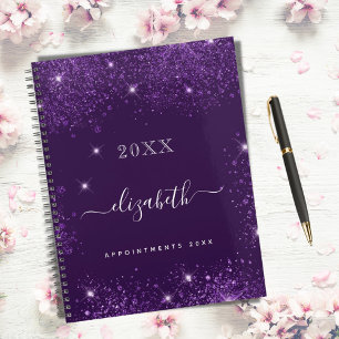 Purple glitter name script 2026 planner