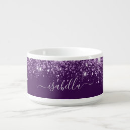 Purple glitter name script  bowl
