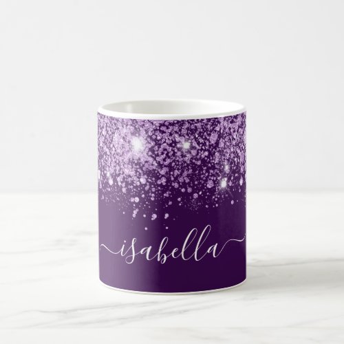 Purple glitter name script coffee mug