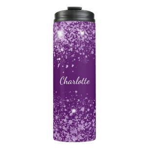 Purple glitter name sparkle glamorous thermal tumbler