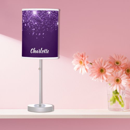 Purple glitter name table lamp