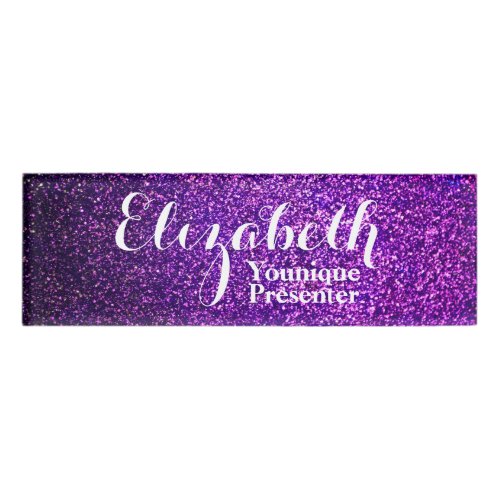 Purple Glitter Name Tag