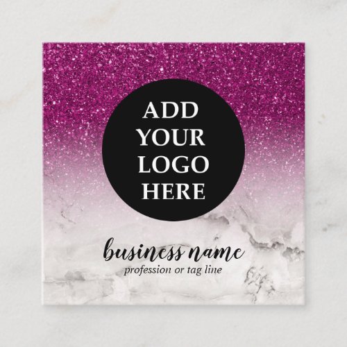 Purple Glitter Ombre Cursive Your Logo social icon Square Business Card