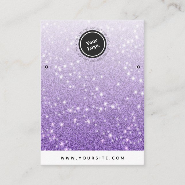 Purple Glitter Ombre Glam Jewelry Earrings Display Business Card (Front)
