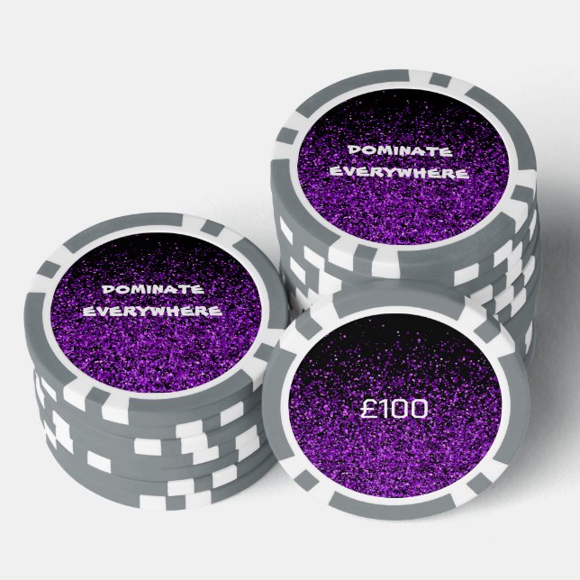 Purple Glitter on Black Dominate Everywhere | Poker Chips (Stack)