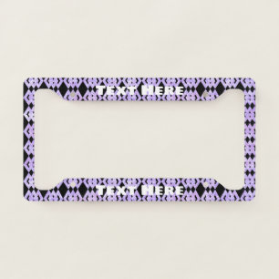 Purple Glitter Overlap Diamond Pattern Personalize License Plate Frame