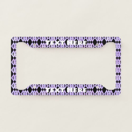 Purple Glitter Overlap Diamond Pattern Personalize License Plate Frame