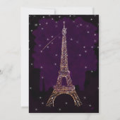 Purple Glitter Paris Eiffel Tower Bridal Shower Invitation (Back)