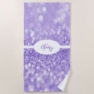 Purple Glitter Personalize Beach Towel