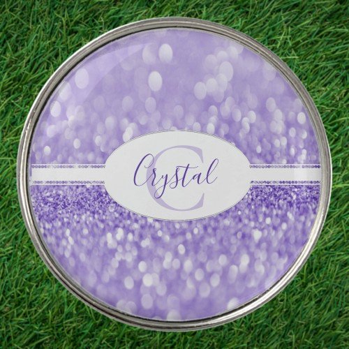 Purple Glitter Personalize Golf Ball Marker