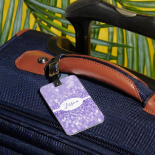 Purple Glitter Personalize Luggage Tag