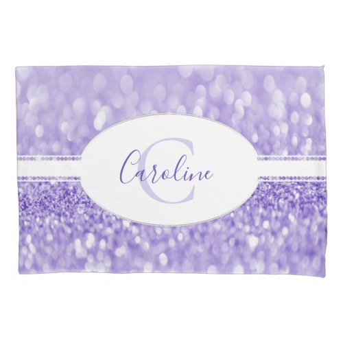 Purple Glitter Personalize Pillow Case