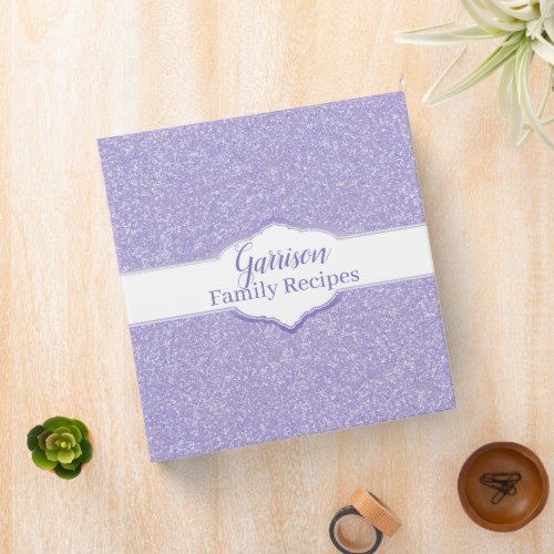 Purple Glitter Personalize Recipe Binder