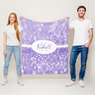 Purple Glitter Personalize Throw Blanket